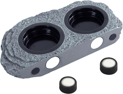 Wacool Magnetic Gecko Ledge - Double Bowl Reptile Feeding Tray with 6 Feeding Cups for Geckos