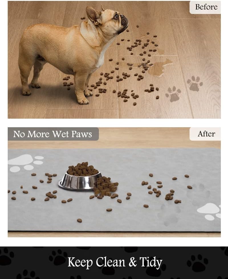 Pet Feeding Mat-Absorbent Dog Mat for Food and Water Bowl-No Stains Quick Dry Water Dispenser
