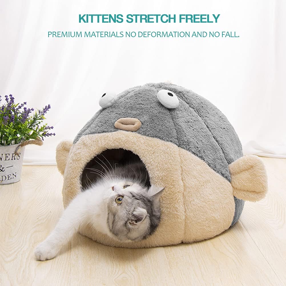 Cat Beds for Indoor Cats - Cat Bed Cave with Removable Washable Cushioned Pillow, Soft Plush