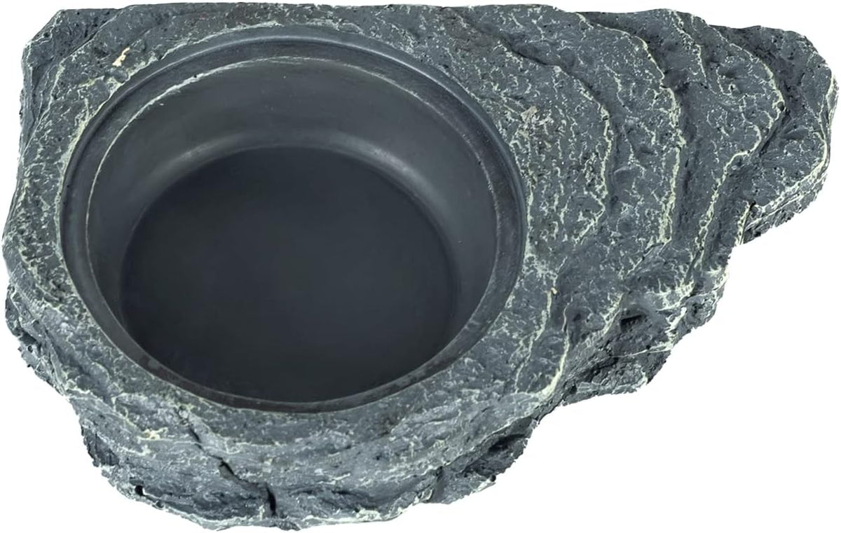 REPTIZOO Reptile Magnetic Feeder Ledge, Single Bowl Reptile Food Dish with 3PCS Feeding Cups Food