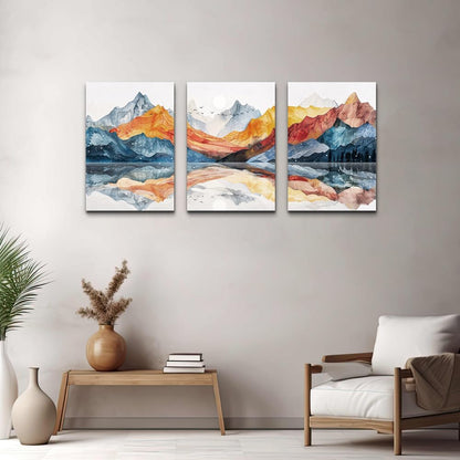 TTHYUEWS Abstract Art for Bedroom & Living Room - Modern Ink Mountain Landscapes - 3 Piece Ready To