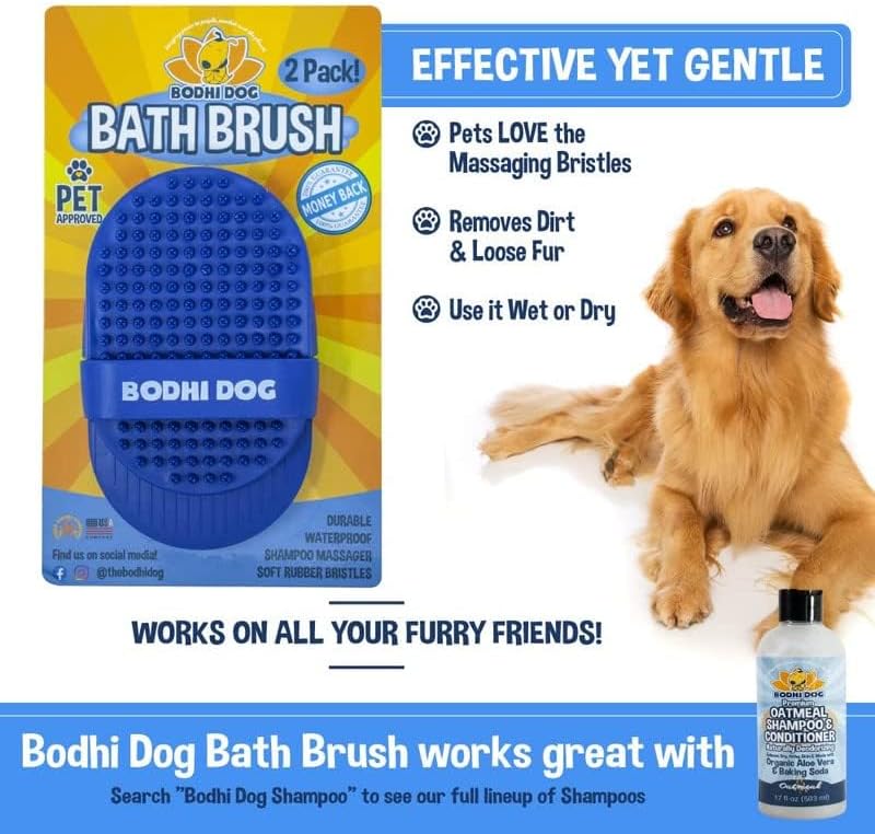 Bodhi Dog Shampoo Brush - Pet Grooming & Bath Supplies for Dogs and Cats - Bath Brush for Long &