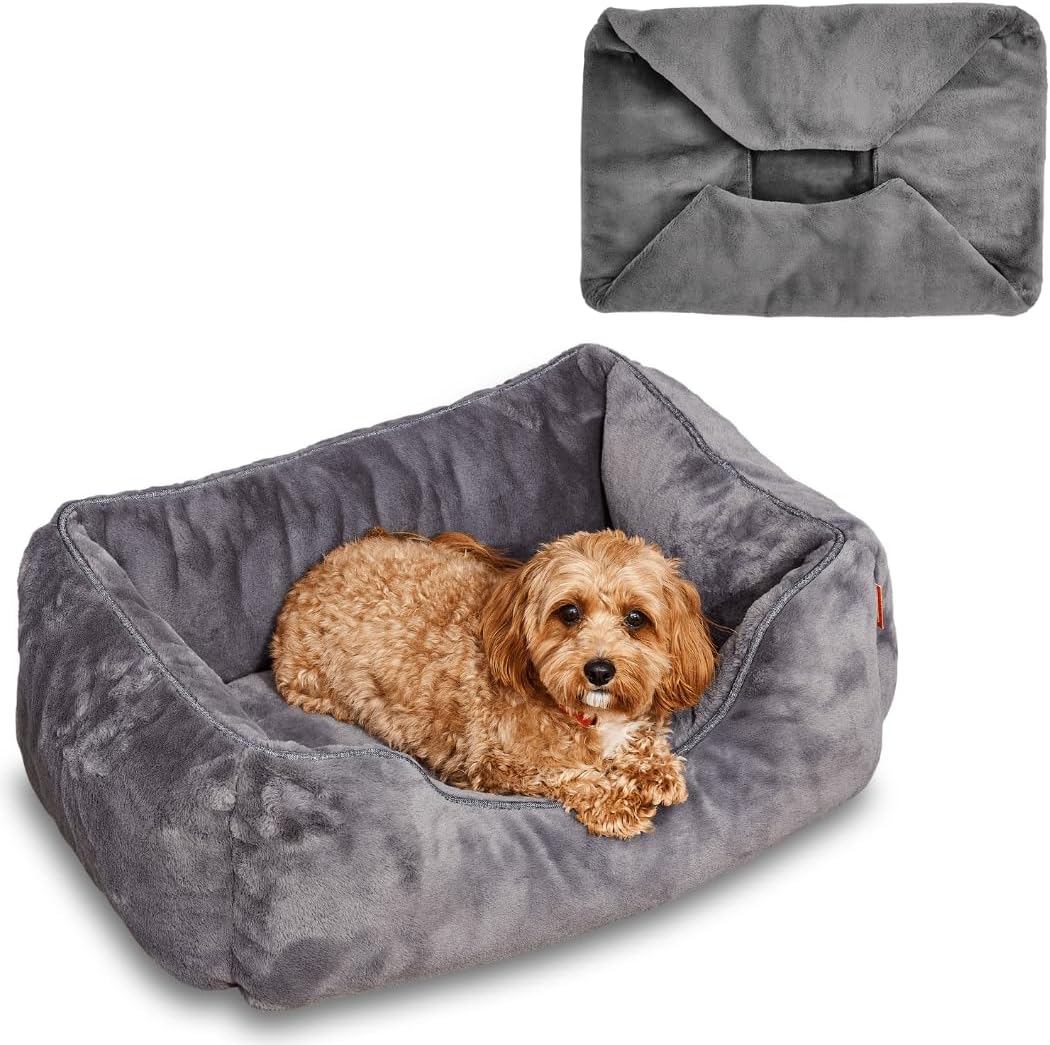 FUZI Luxury Aesthetic Dog Bed with Extra Cover for Small Dogs, Washable Pet Couch, Pet Bed with