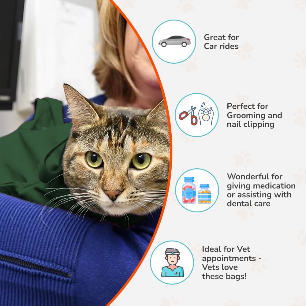 Cozy Comfort Carrier - Small Green Cat Carrier, Cat Holder for Cutting Nails, & Cat Carrier Pouch