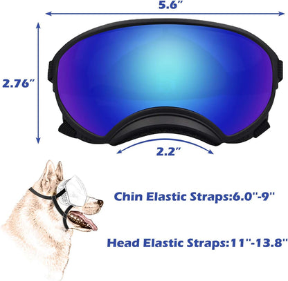 Medium Dog Sunglasses with Adjustable Strap UV Protection, Winproof Dog Puppy Sunglasses, Suitable