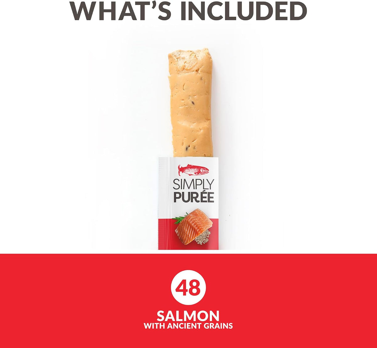 Simply Puree Salmon with Ancient Grains Tub for Cats | 48 Individual Servings | High-Protein