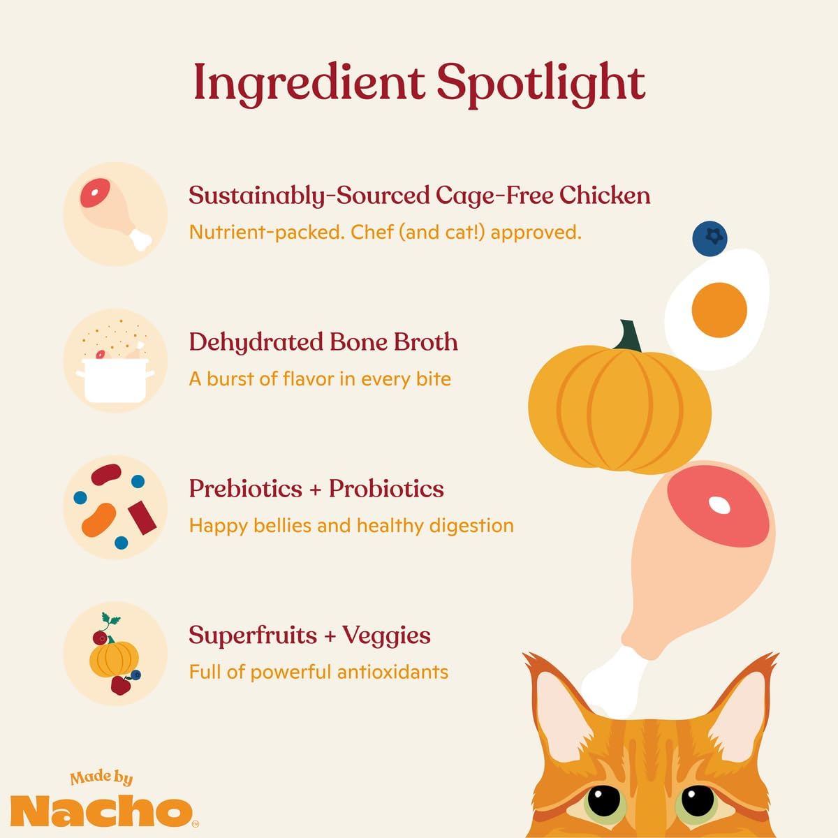 Made by Nacho Dry Cat Kibble 4lb Bag, High Protein and Grain-Friendly Premium Cat Food, Cage-Free