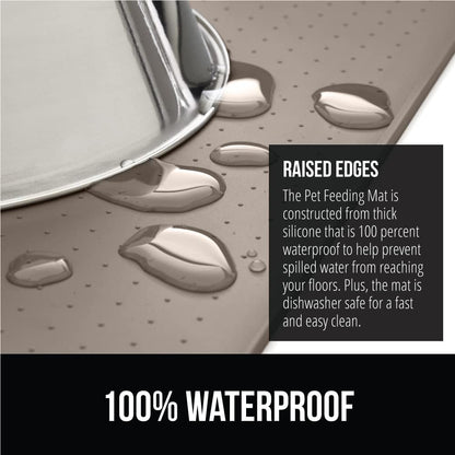 GORILLA GRIP 100% Waterproof Raised Edge BPA Free Silicone Pet Feeding Mat, Dog Cat Food Mats