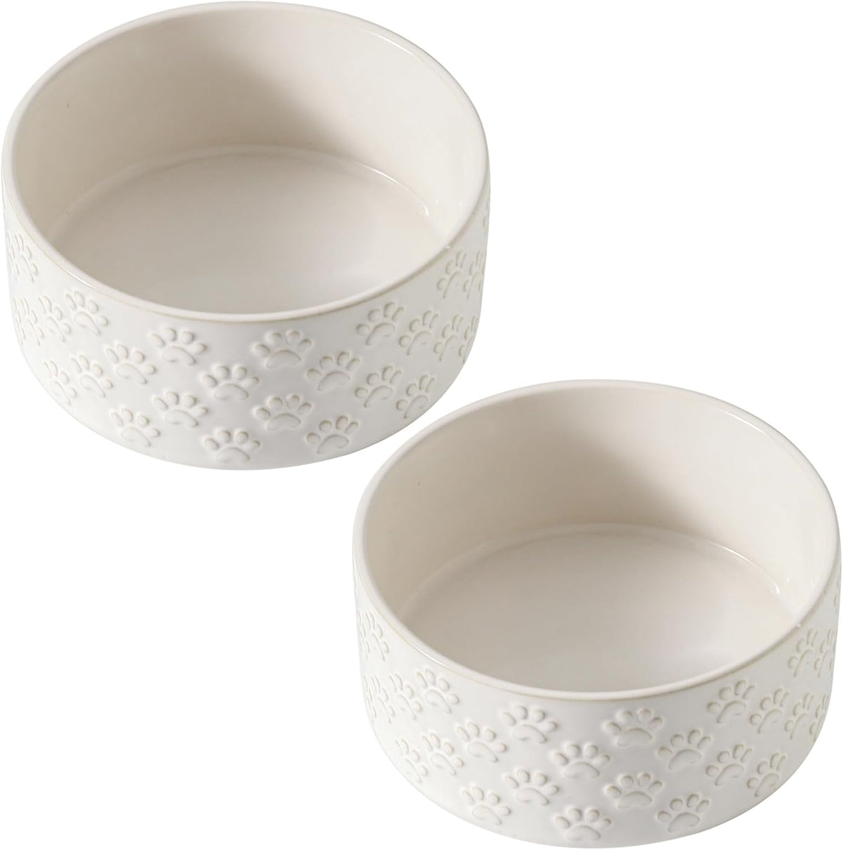 UBEE Ceramic Dog Food Bowl Set of 2, 6.1 inch Dog Dish Bowl with Paw Pattern, Pet Food Water Dish