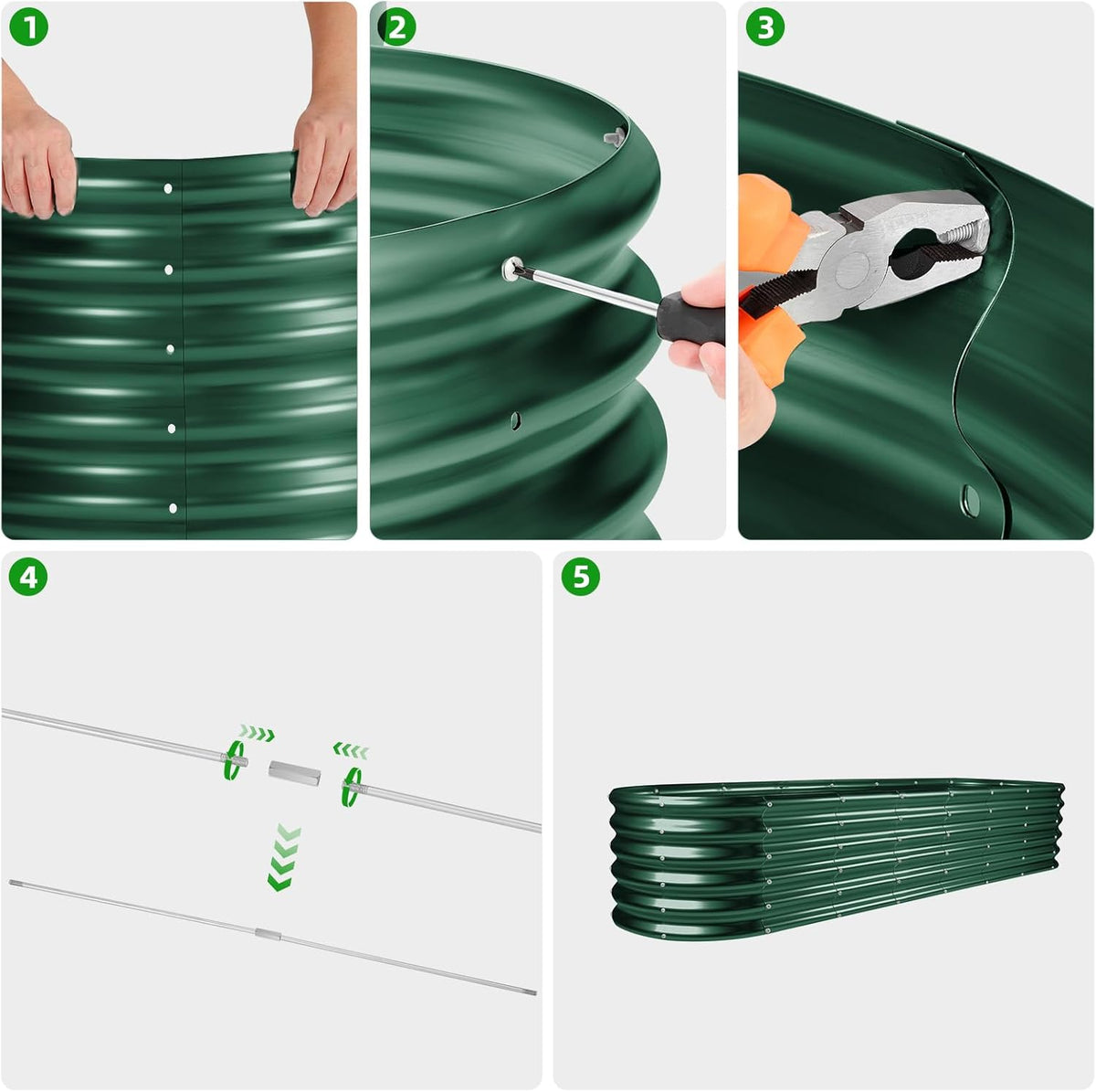 Land Guard 8×2×1.5ft Galvanized Raised Garden Bed Kit, Raised Garden Boxes Outdoor, Oval Metal