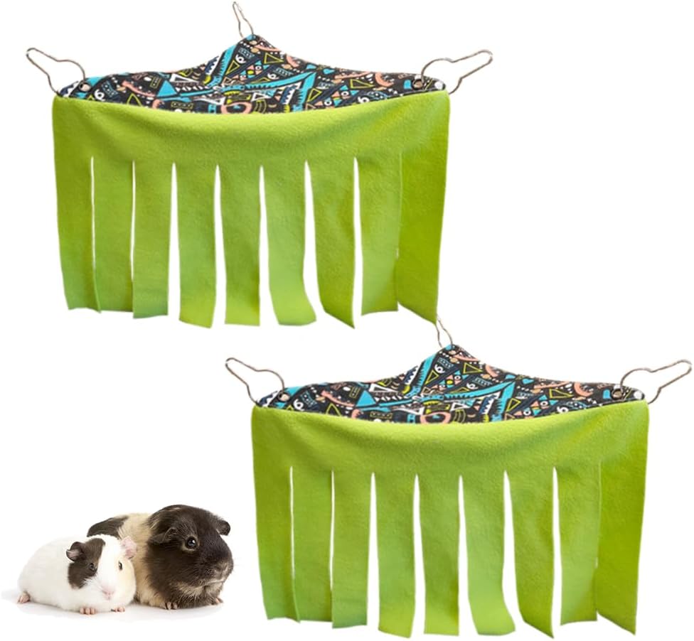 RIOUSSI Guinea Pig Hideout Hideaway Corner Fleece Toys Cage Accessories with Reversible Sides