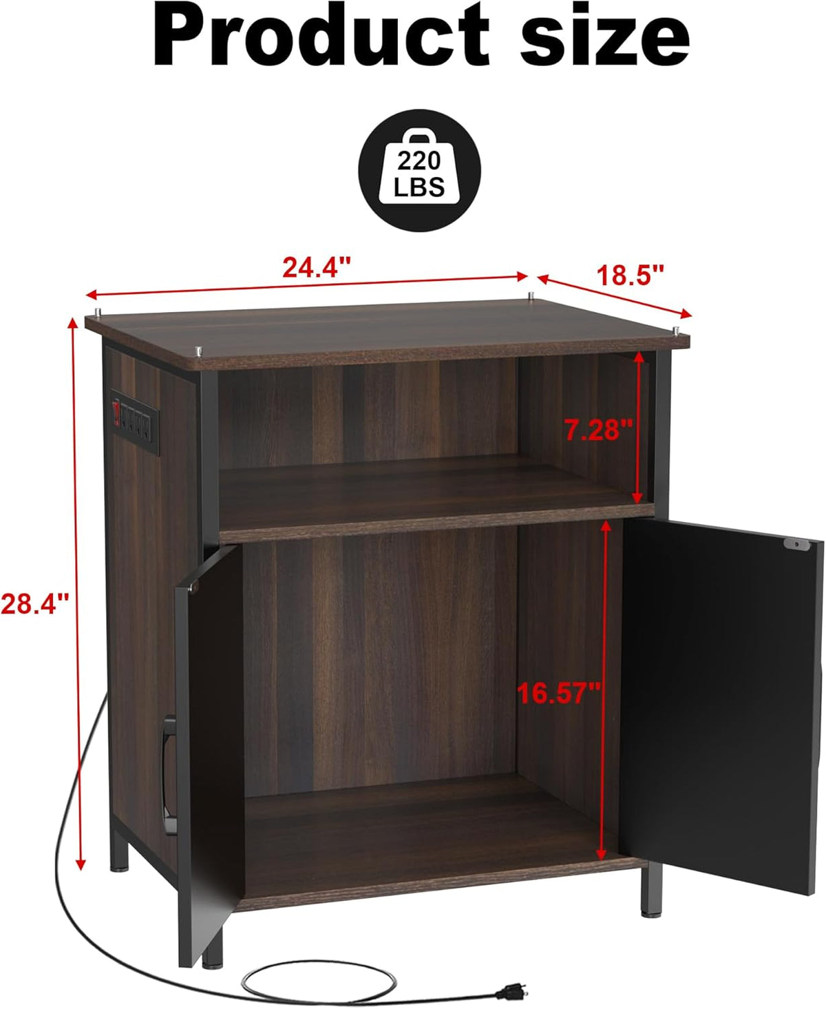 GDLF Terrarium Stand Reptile Tank Stand with Accessories Storage and Power Outlets for 24”Wx18”D