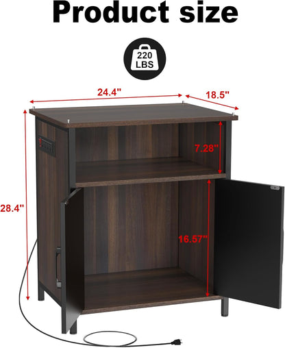 GDLF Terrarium Stand Reptile Tank Stand with Accessories Storage and Power Outlets for 24”Wx18”D