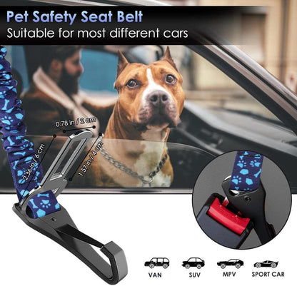 SlowTon Dog Seat Belt, Adjustable Dog Safety Belt Leash, 2 in 1 Latch Bar Attachment Dogs Car