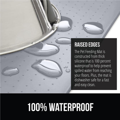 GORILLA GRIP 100% Waterproof Raised Edge BPA Free Silicone Pet Feeding Mat, Dog Cat Food Mats
