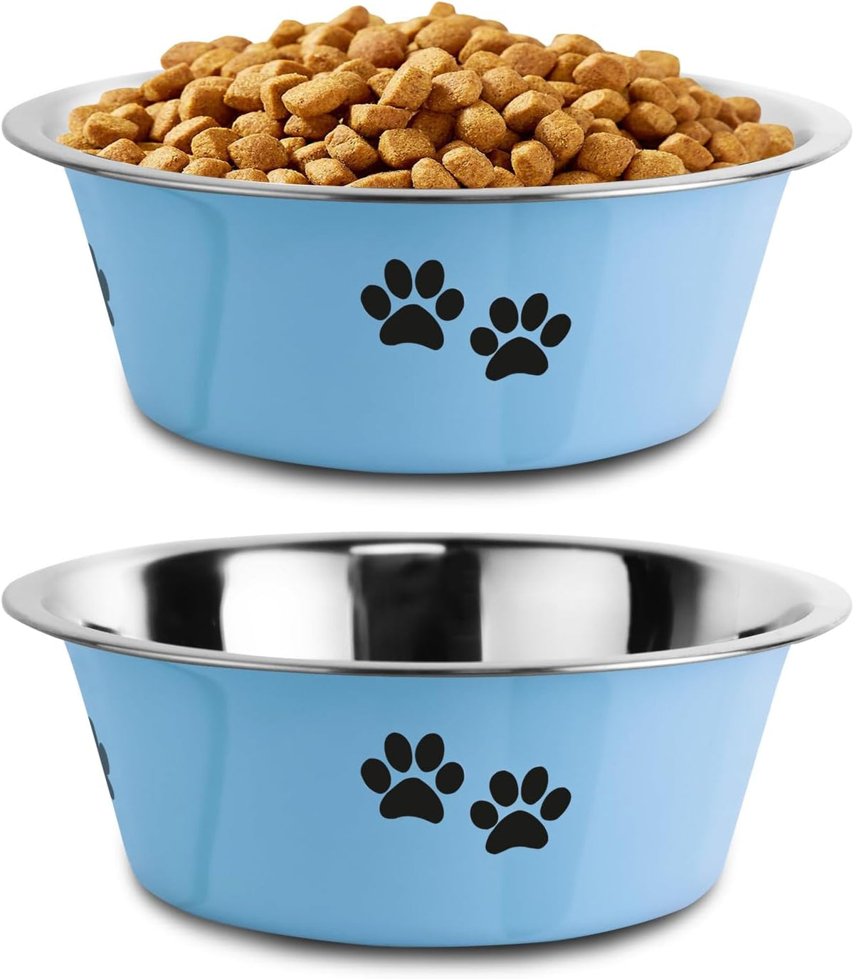 Stainless Steel Dog Bowls, Nonslip Rubber Bottom No Spill Proof Skid Metal Insulated Dog Bowls for