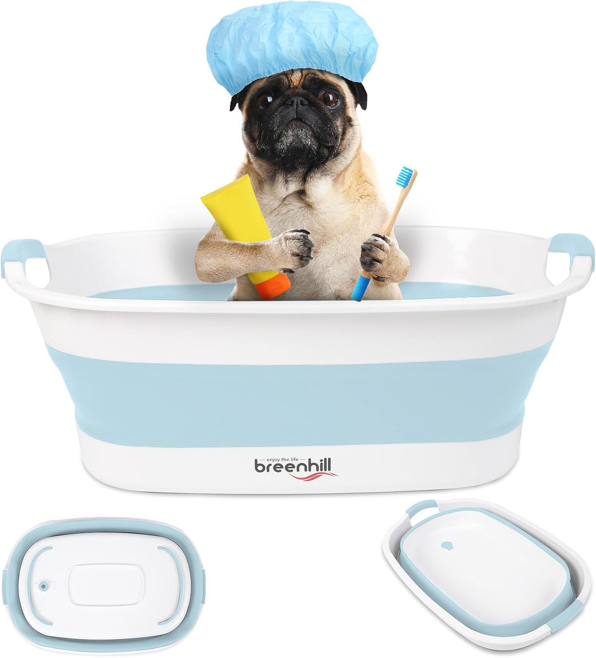 Collapsible Dog Bath Tub for Small Dogs & Cats, Portable Puppy Bath Tub with Water Drain Plug