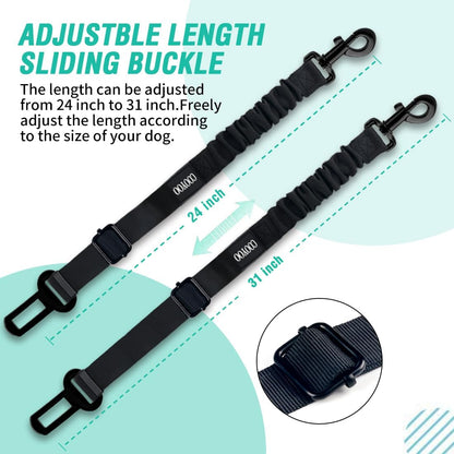 COOYOO Dog Seat Belt,3 Piece Set Retractable Dog Car Harness Adjustable for Vehicle Nylon Pet