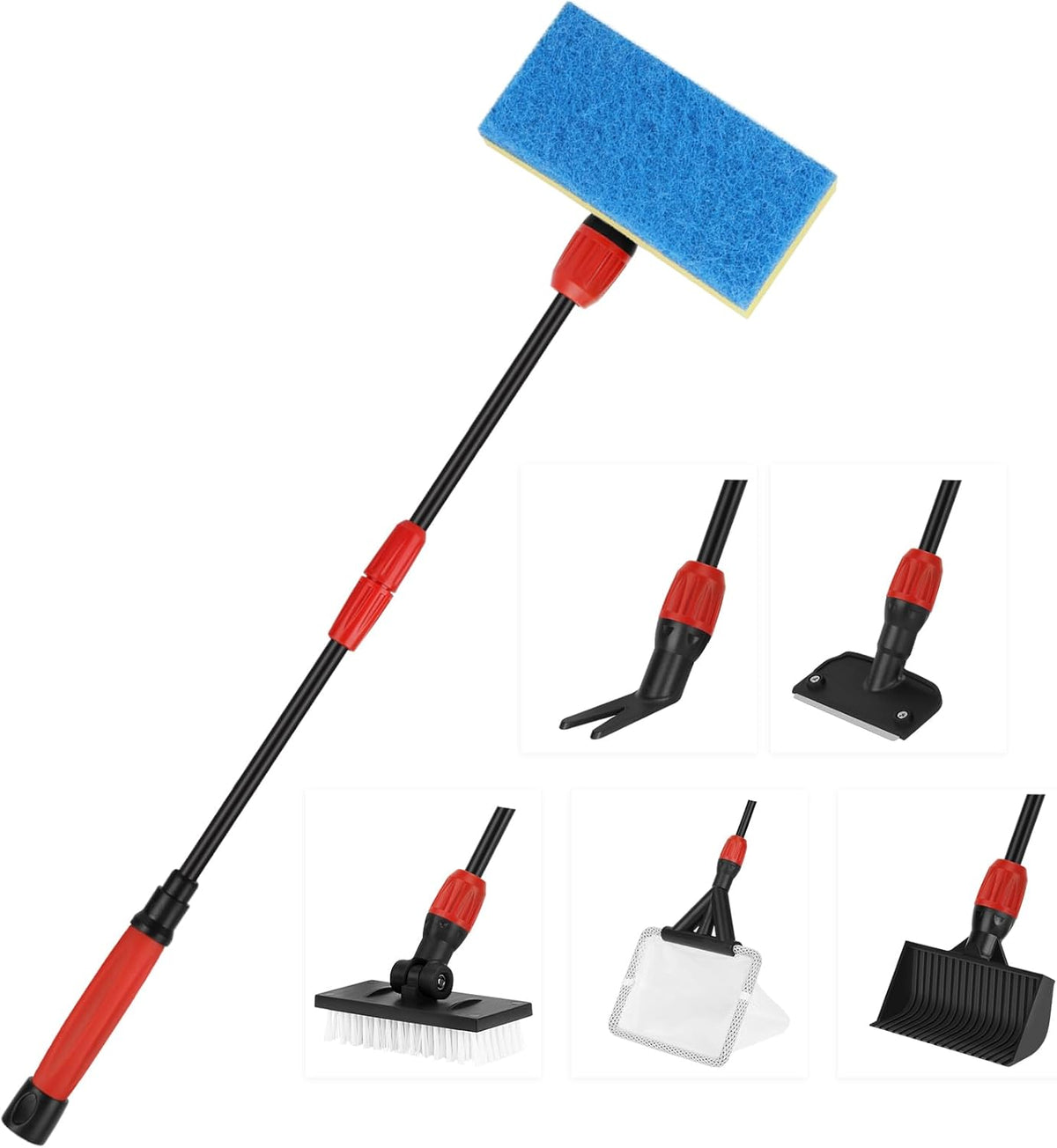 hygger Easy Clean Fish Tank Cleaner, 6 in 1 Aquarium Cleaning Tools Kit with Extendable Handle