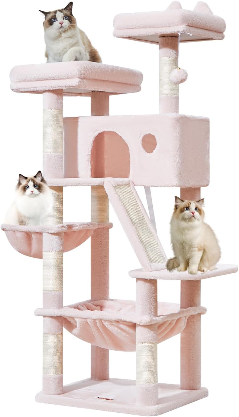 Taoqimiao Cat Tree 57.5-Inch, Cat Tower for Indoor Cats Large Adult, Extra Large Cat Condo, 8 Sisal