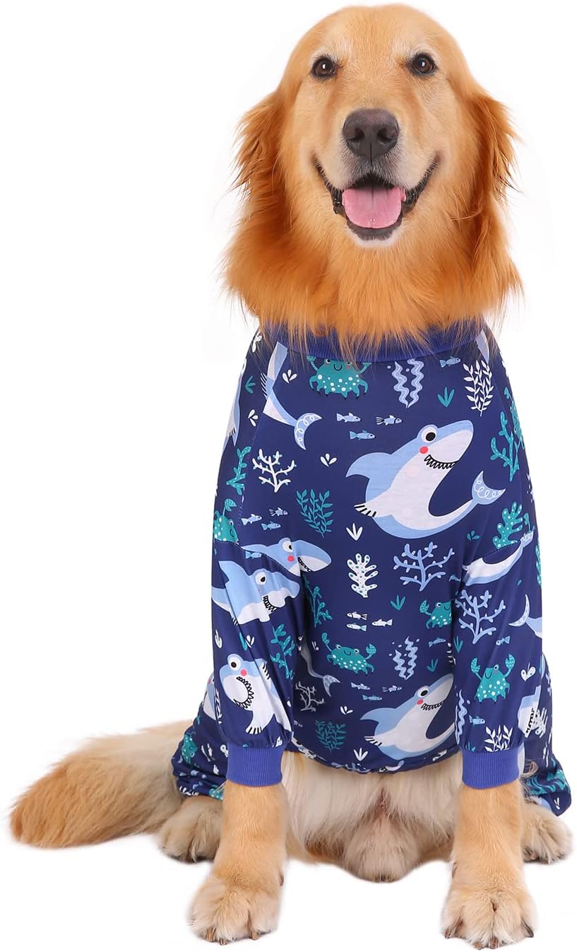 HDE Dog Pajamas One Piece Jammies Jumpsuit Pet Clothes Outfit Stretchy Lightweight Comfy Shirt Pjs