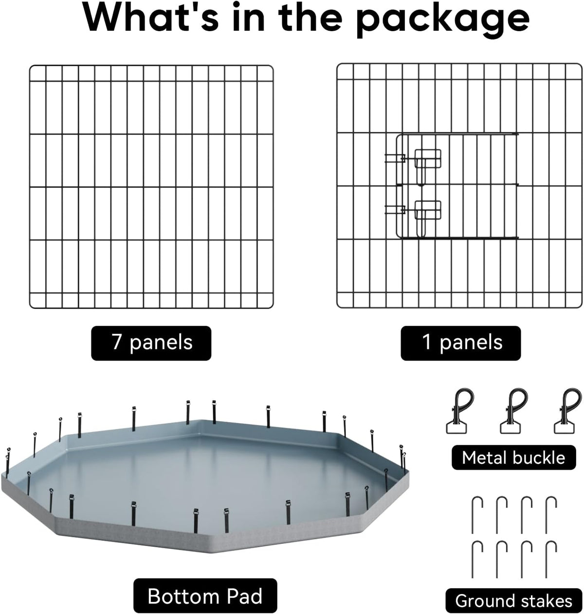 PJYuCien Dog Playpen, 8 Panels 24’’H Dog Pens Indoor with Bottom Pad, Metal Foldable Pet Puppy