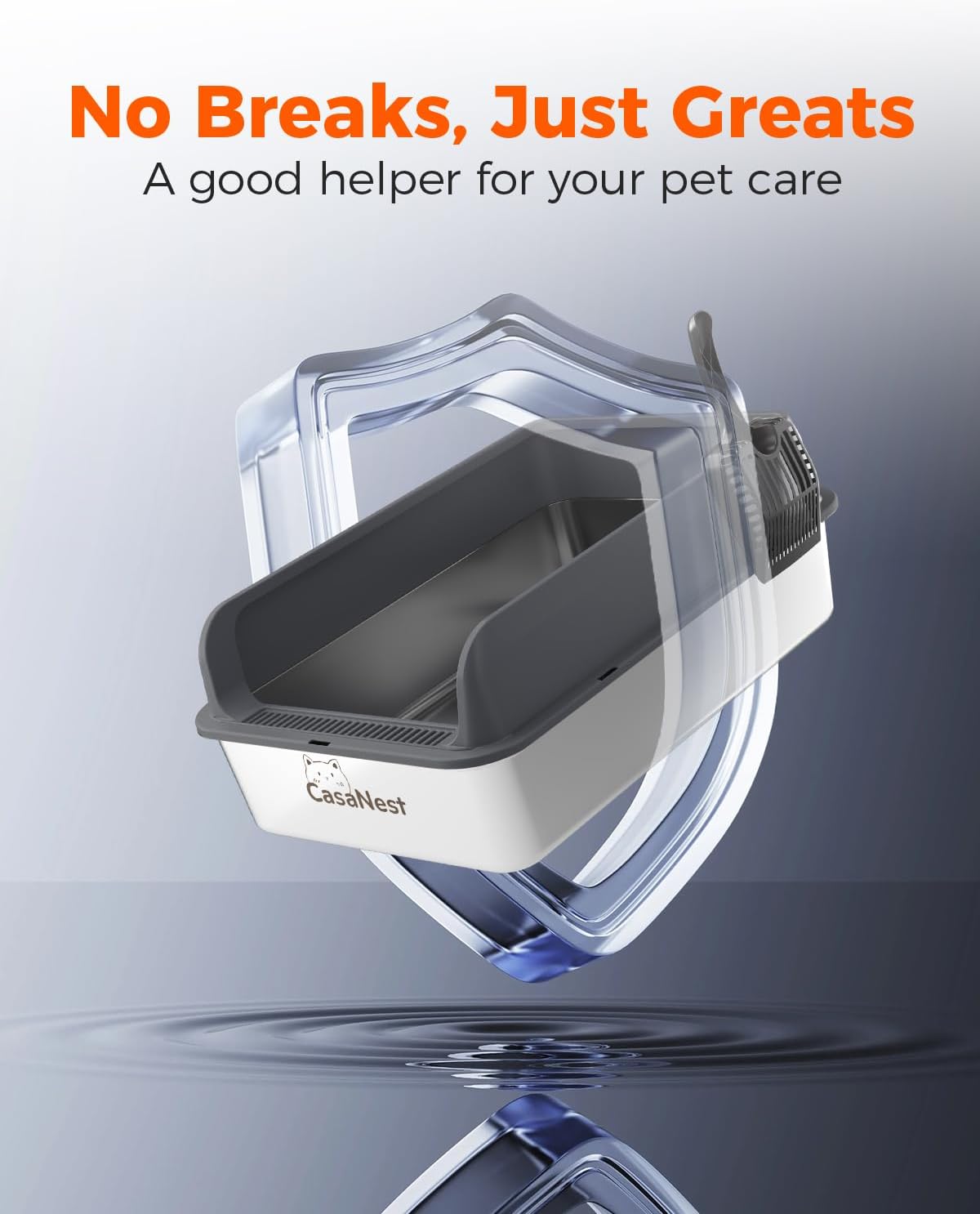 XXXL Stainless Steel Cat Litter Box 28.1''×20.5''× 10.1” Extra Large Metal Cat Litter Box for Big