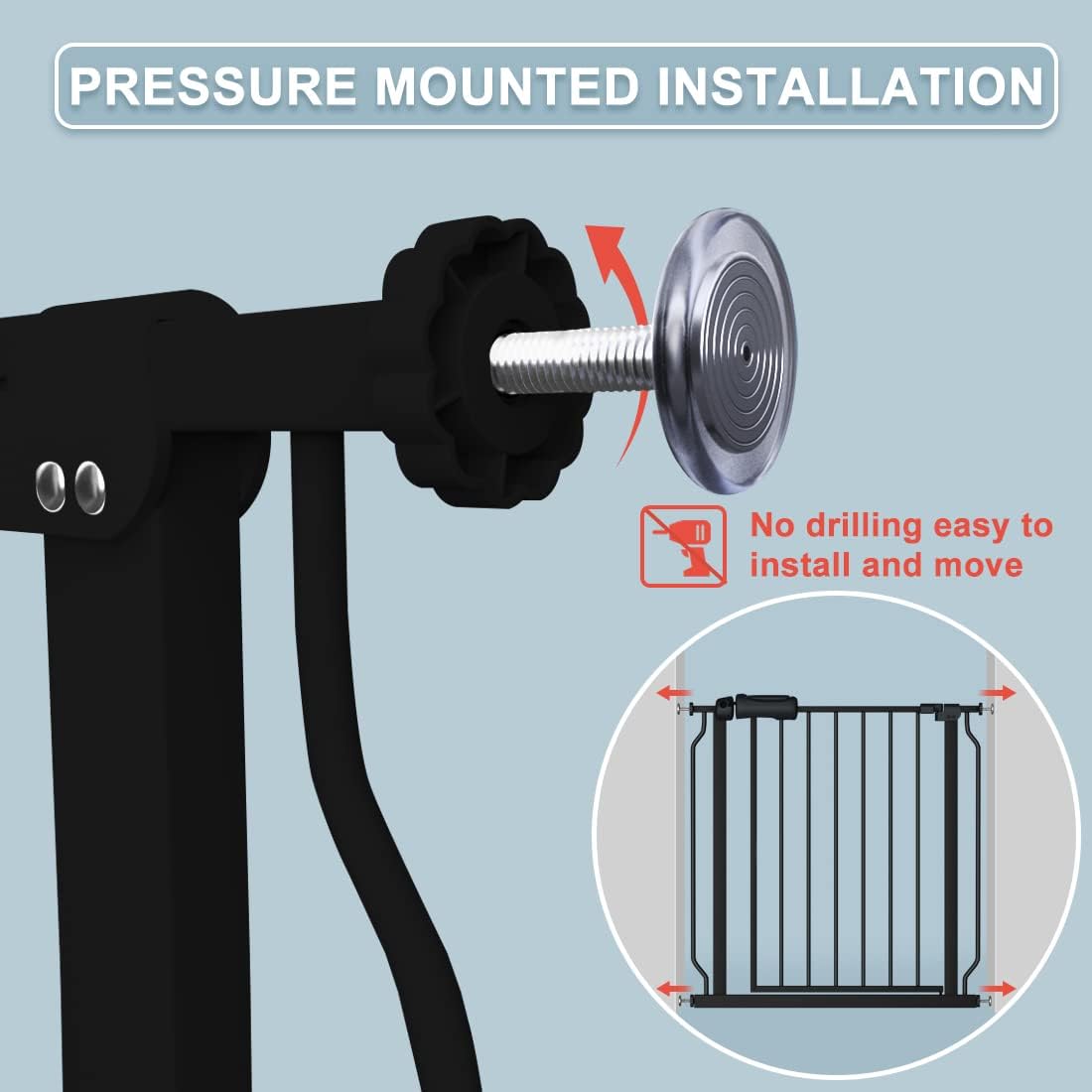 Extra Wide Baby Gate Black 62-67 Inch Wide Pressure Mounted Auto Close Child Safety Gate Long Dog