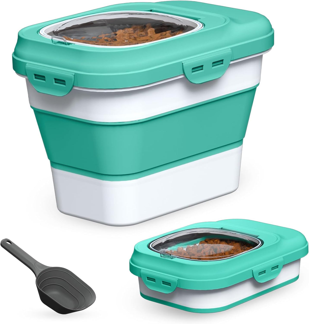 Dog Food Storage Container, 10lb to 13lb Collapsible Dog Cat Food Containers with Airtight Clear