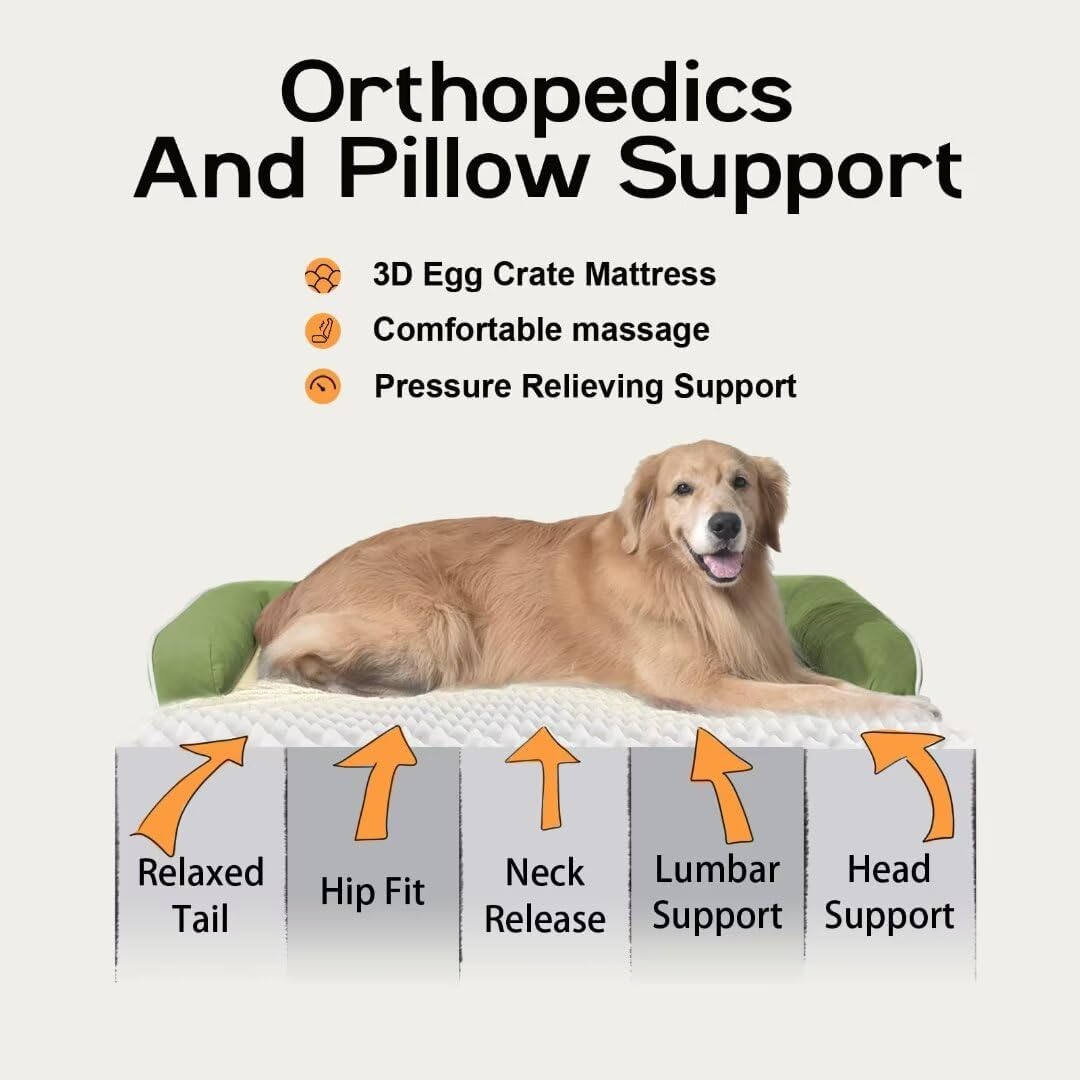 Large Dog Bed Orthopedic Washable - Memory Foam - XXL Large Big Dogs - Beds Bolster Pet - Couch