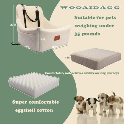 Dog Car Seat for Medium Sized Dog,Pet Travel Car Bed with Seat Belt Channle,Fully Detachable and