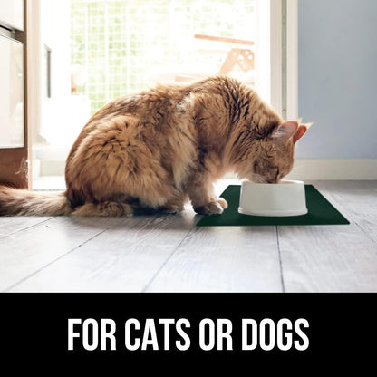 GORILLA GRIP 100% Waterproof Raised Edge BPA Free Silicone Pet Feeding Mat, Dog Cat Food Mats