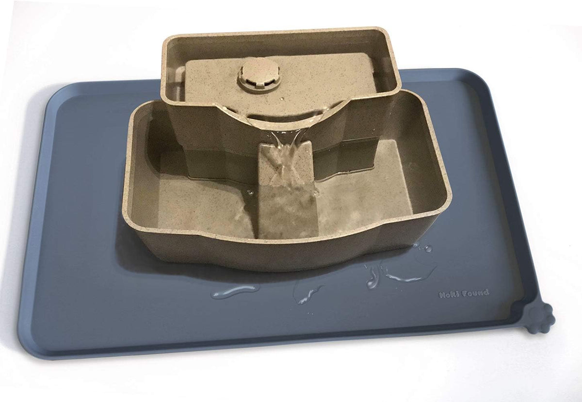 Hoki Found -Waterproof Pet Feeding Mats with High Lips - Multiple Size and Colors for Dogs, Cats &