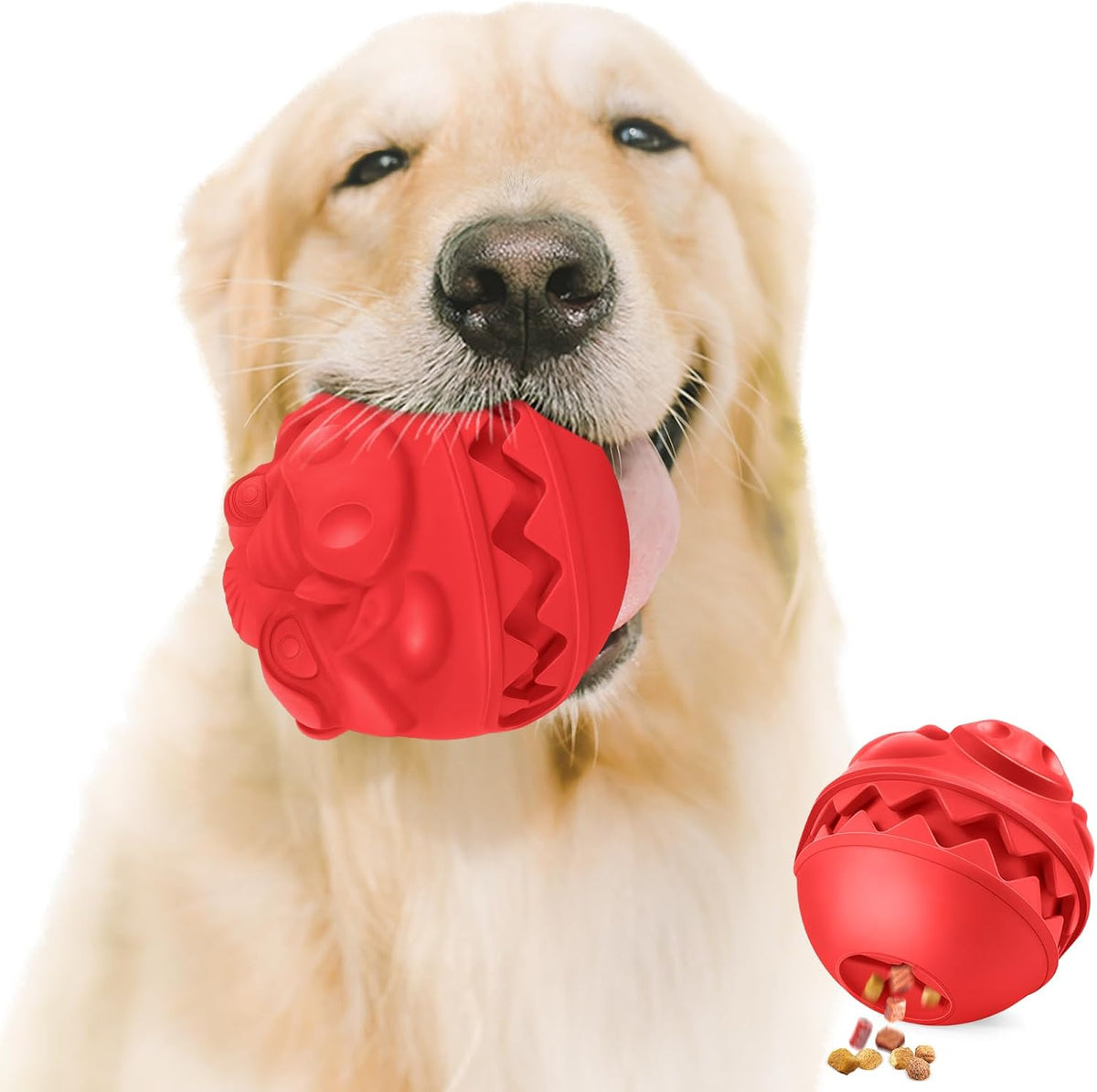 Rubber Treat Dispensing Dog Toys, Indestructible Dog Ball for Aggressive Chewers, Interactive Treat