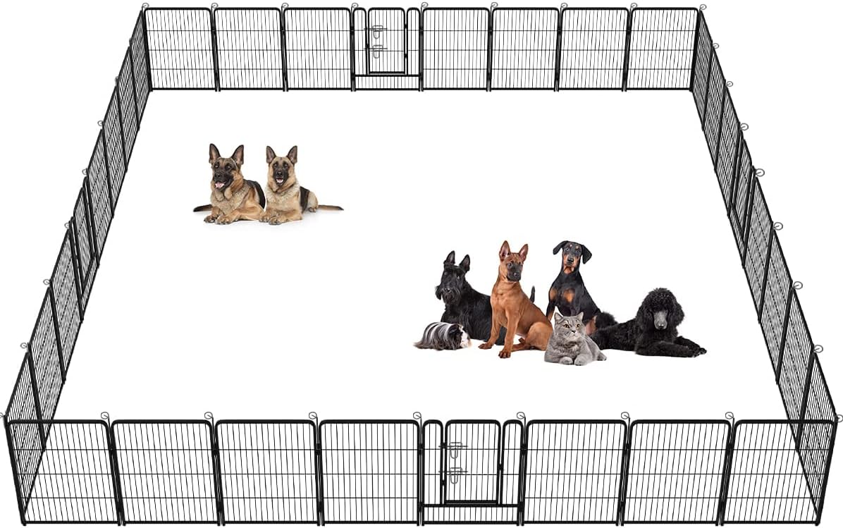 BestPet Dog Playpen Indoor 32 inch 32 Panels Metal Dog Pen Pet Dog Fence Outdoor Exercise Pen with