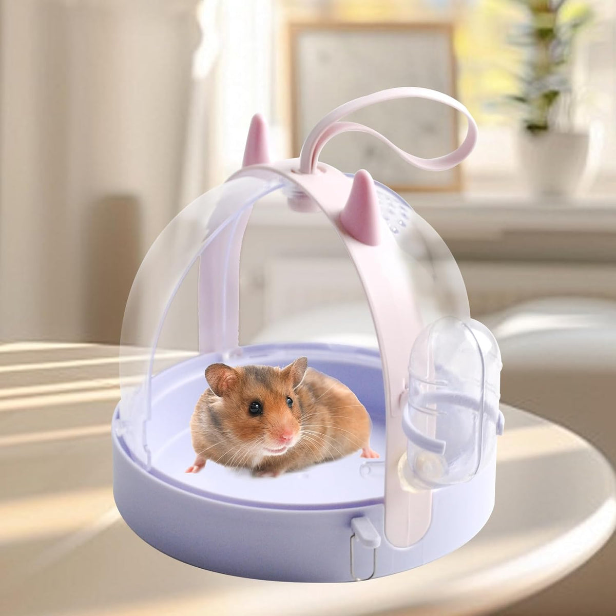 Portable Hamster Cage with Water Bottle,Hamster Carrier Cage High Permeability Travel Carry Cage
