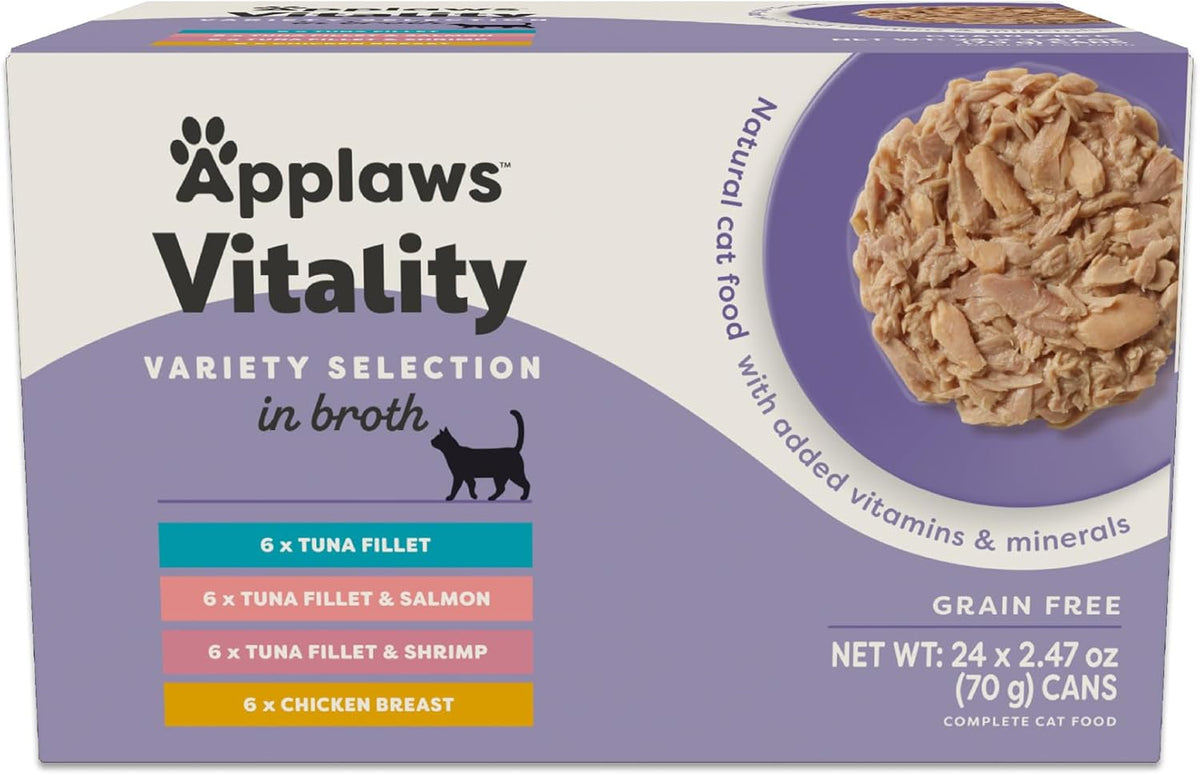 Applaws Vitality Wet Cat Food in Broth, Natural Canned Cat Food, Wet Food for Cats with Added
