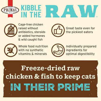 Primal Kibble in The Raw, Freeze Dried Cat Food, Chicken & Fish, Scoop & Serve, Made with Raw