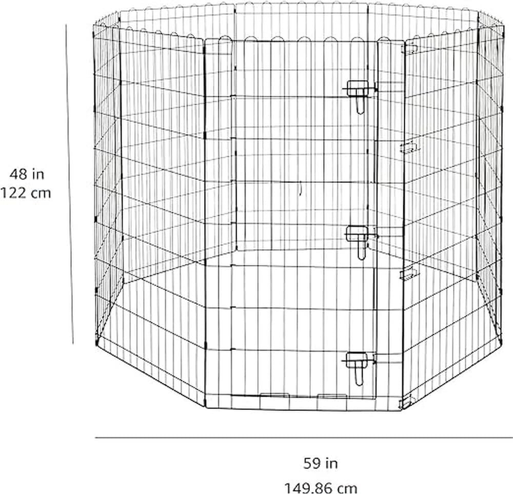 Amazon Basics Foldable Octagonal Metal Exercise Dog Playpen - Indoor/Outdoor, Single Door, Extra