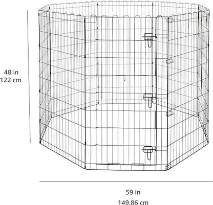 Amazon Basics Foldable Octagonal Metal Exercise Dog Playpen - Indoor/Outdoor, Single Door, Extra