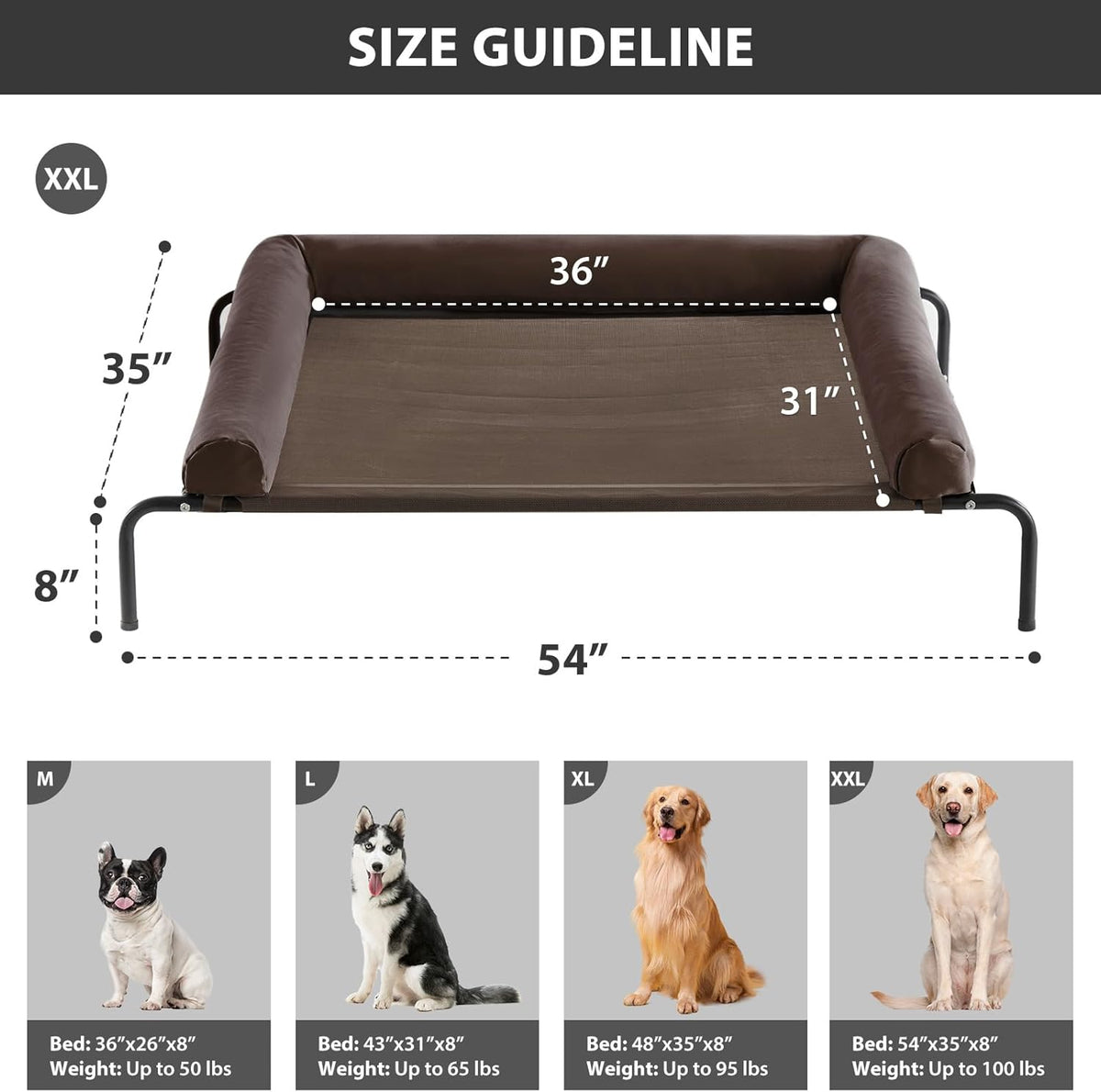 RRPETHOME Large Elevated Cooling Dog Bed, Raised Dog Cot Beds for Large Dogs, Elevated Outdoor Pet