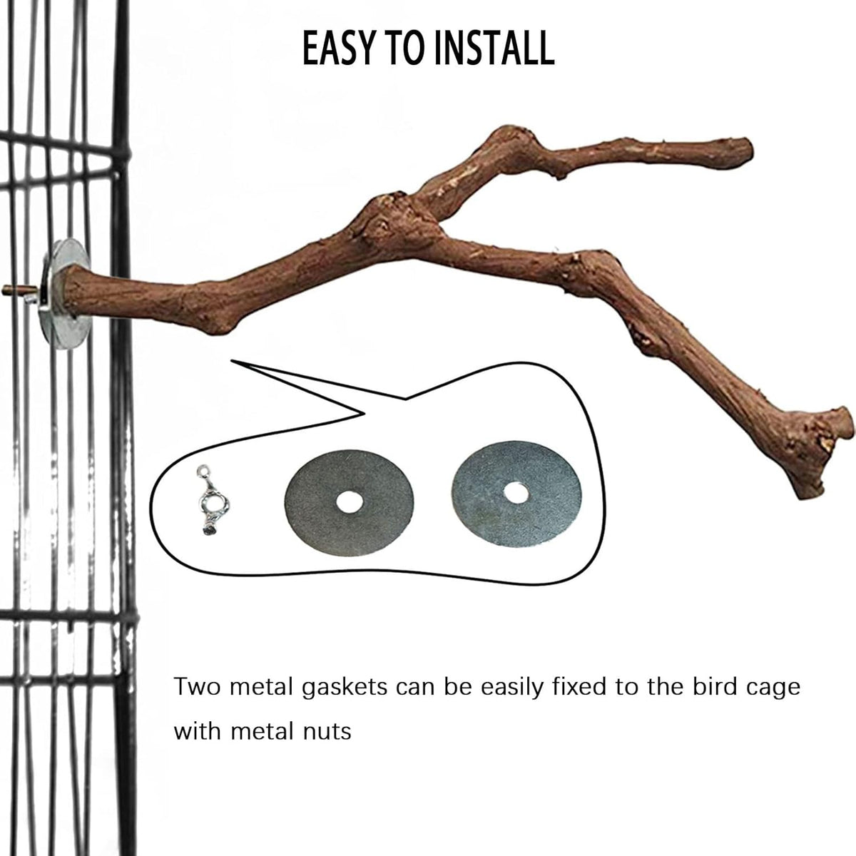 PINVNBY Bird Perch for Cage,3Pcs Parrot Perches Natural Grape Wood Birdcage Stands Pole 4Pcs Birds