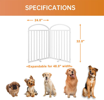 2 Panles Full Matel Freestanding Dog Gates with Door, 48"Extra Wide 32"Tall Free Standing Dog Pet