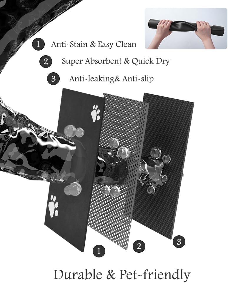 Pet Feeding Mat-Absorbent Dog Mat for Food and Water Bowl-No Stains Quick Dry Water Dispenser