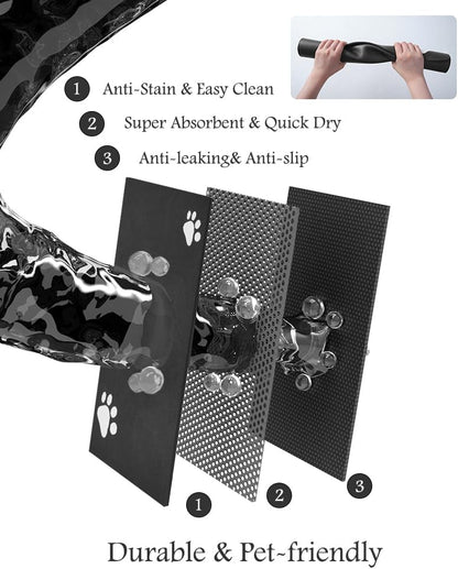 Pet Feeding Mat-Absorbent Dog Mat for Food and Water Bowl-No Stains Quick Dry Water Dispenser