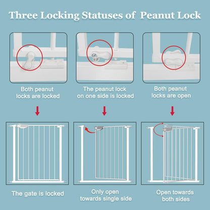 WAOWAO Triple Lock Baby Gate Extra Wide 67.32-72.04" Pressure Mounted Walk Through Swing Auto Close