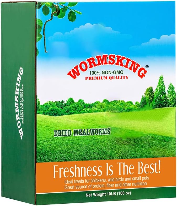 10LB Dried Mealworms, High Protein Meal Worms for Poultry, Wild Birds, Hedgehogs, Hamsters