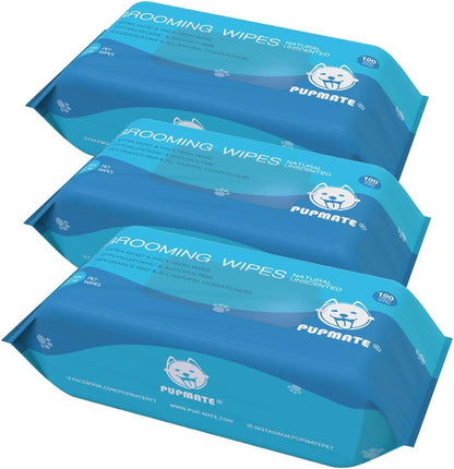 All Natural Pet Grooming Wipes, 100 Fresh Counts, Extra Moist & Thick, Natural Wipes for Dogs &