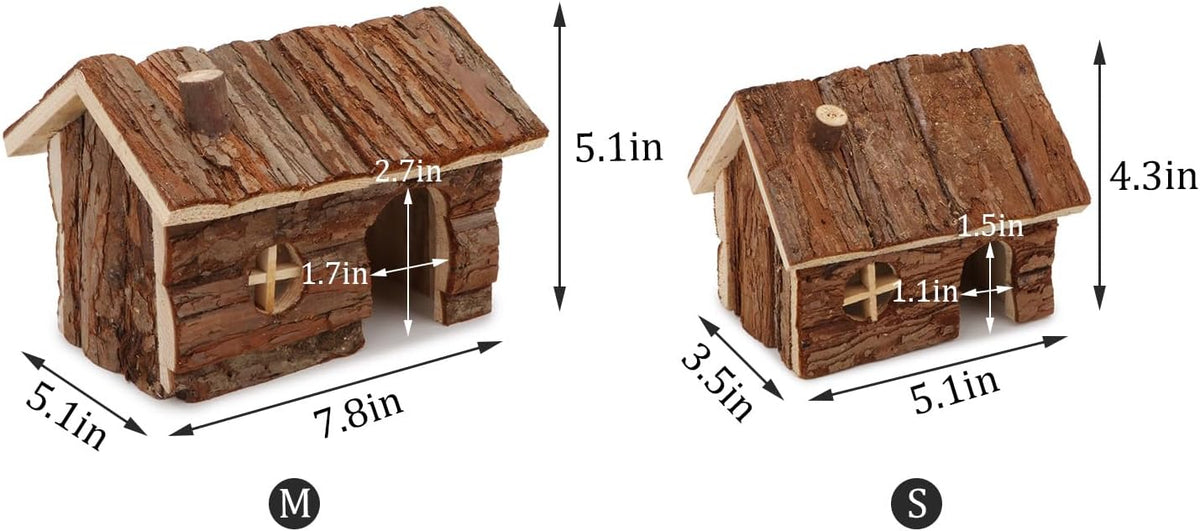 Hypeety Natural Wooden Hamster House Cage Small Animals House with Chimney for Pet Rats Gerbil