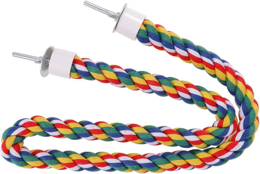 iplusmile Colorful Bird Rope Perch Stand, Birdcage Swing Spiral Chew Toys Climbing Standing Bungee